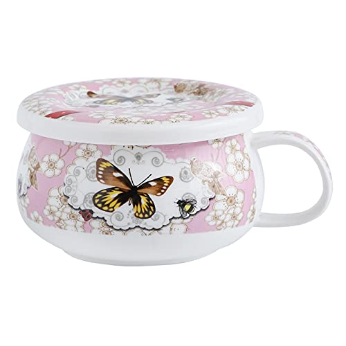 Ciotole di minestra Ciotole da minestra in ceramica da 30 oncia con maniglie, ciotola di porzione ceramica per zuppa, cereali e stufato, brodo di zuppa con coperchio Tazza di zuppa ( Color : Pink )