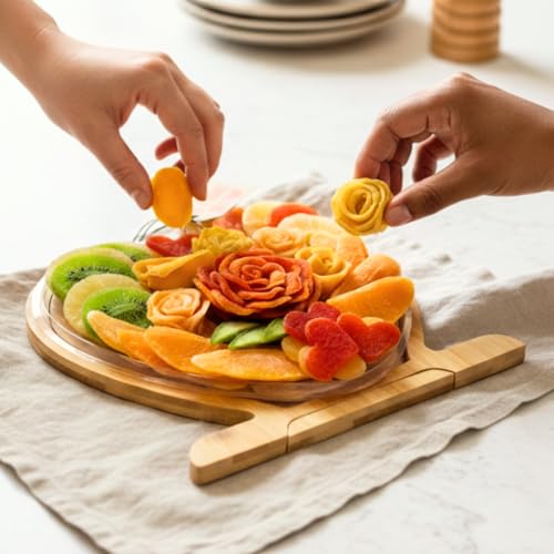Image of Dried Fruit Gift Basket- Heart Shaped Food Tray- Gourmet Assortment of Premium Tropical Fruits in Reusable Bamboo Heart Basket - Healthy Holiday Snack Gift for Easter, Love, Thank you, Corporate Gifting- Bonnie and Pop