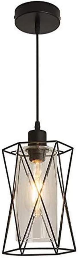 Lampe suspendue design métal creux et verre noir d'architecte