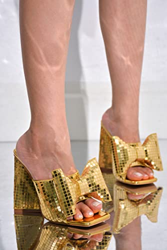 Cape Robbin Metallic Disco Ball Chunky Heeled Sandals #TOP26