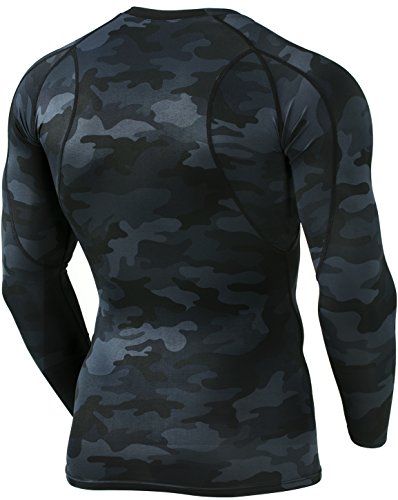TSLA Men's Cool Dry Fit Long Sleeve Compression Shirts, Athletic Workout Shirt, Active Sports Base Layer T-Shirt, Athletic(mud11) - Camo Black, Small - Thumbnail 3
