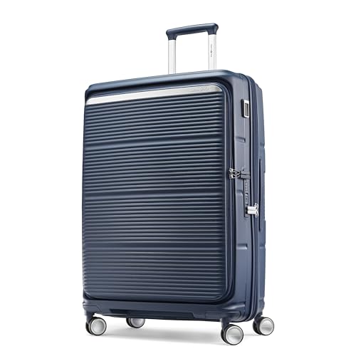 Samsonite Paralux Large Checked Luggage - Innovative Design - Quick Access Front Pocket - Dual Suspension Wheel Technology - TSA Lock - Expandable - Includes Removable Packing Cubes - Midnight Navy