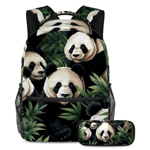 Cartable Panda floral grand format avec bretelles confortables pour étudiant