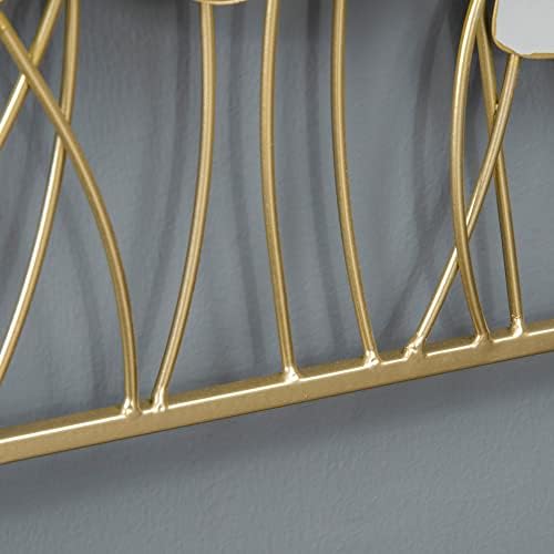 HOMCOM 3D Metal Wall Art Modern Lotus Leaves Hanging Wall Sculpture Home Decor for Living Room Bedroom Dining Room, Grey Gold