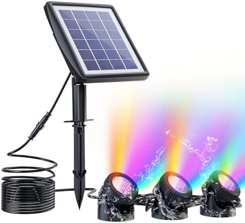Underwater Solar LED Landscape Spotlight With 2 Submersible Lamps, Warm