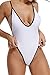 CROSS1946 Sexy Womens Monokini Deep V One Piece Backless Cheeky Swimwear Semi Thong Bikini L