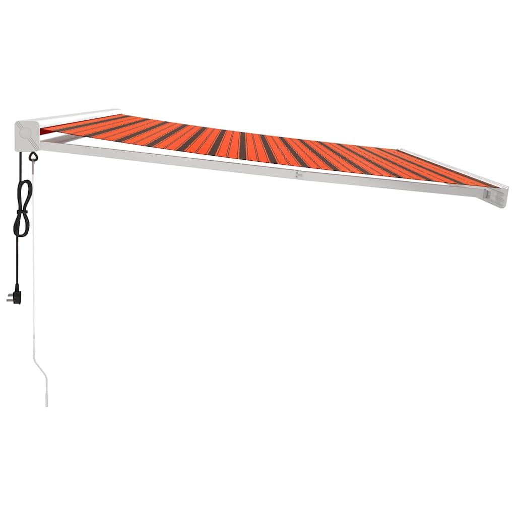 Tenda da sole retrattile arancione e marrone, 4,5 x 3 m, con tessuto resistente ai raggi UV e telaio in alluminio verniciato a polvere, motorizzata elettricamente, ideale per balcone, giardino
