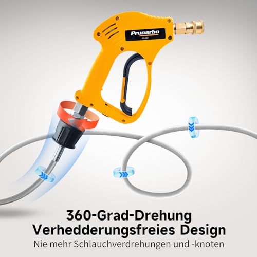 Prunarbo Hochdruckreinigerpistole mit Schaumlanze für Autowäsche Lanze mit 5 Düsen, Schnellverbindungsadapter kompatibel mit Kärcher K Series K2-K7 (PR-M02-B)