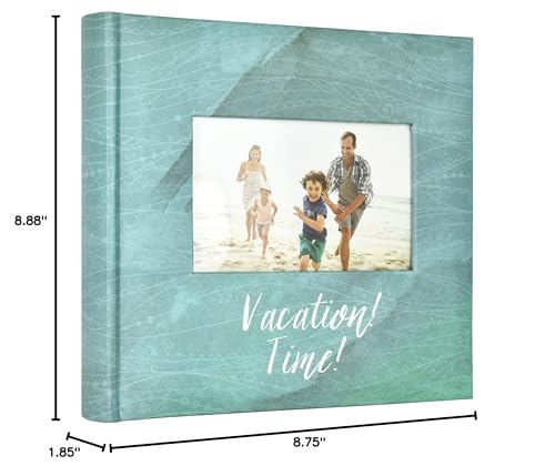Image of MCS Vacation Time Photo Album Holds 200 4x6 Photos with Memo Space, Blue Cover, Clear Side-Loading Pockets - Travel Scrapbook Style Memory Book for Trips, Adventures & Family Getaways