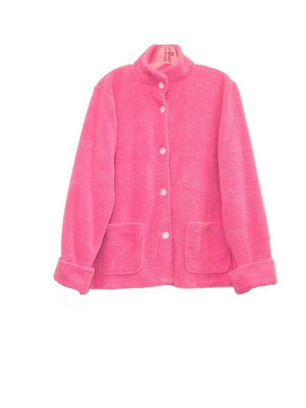 LA CERA Plush Bed Jacket - Women's Fleece Bed Jackets with Banded Collar, Long Sleeves,100% Polyester, Machine Washable3