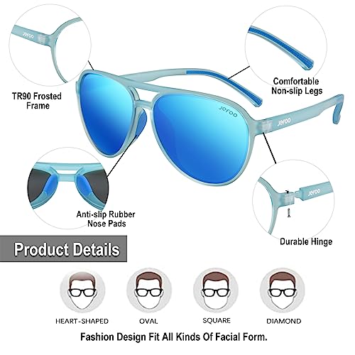 Image of Jefoo Polarized Aviator Sunglasses for Women Men Retro Trendy Sports Sunglasses for Outdoor UV400 Protection