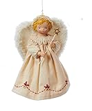 7' Fabric Ornament Angel Christmas Tree Topper, Ivory