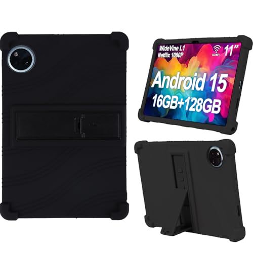 HaOaMoEo Silicone Case for DOOGEE U11 11 Inch 2025 Android Tablet Friendly Cover for DOOGEE U11 Pro 11 Inch with Adjustable Angles Stand Case for Teclast P50 Tablet (Black)