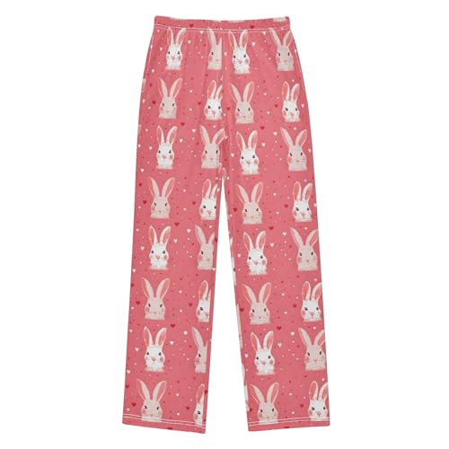 Rabbit Star Red Heart Long Pajama Pants Bottoms Soft Sleepwear with Pockets