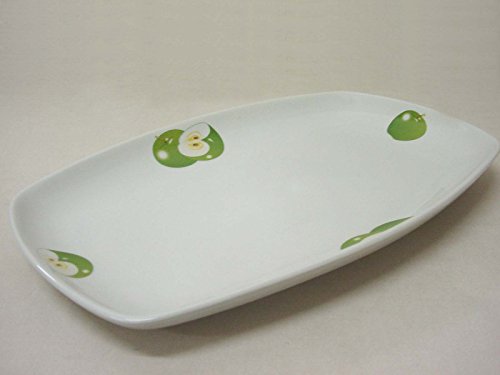 BANDEJA FUENTE SERVIR RECTANGULAR PORCELANA MANZANA VERDE
