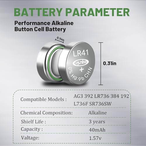 Pack 100 pilas LR41 AG3 botón alcalinas 1.55V miniatura 2