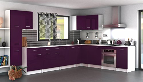 Berlioz Creations PRIMA PG6HPA Hängeschrank für Küche, 1 Dekortür in glänzender Auberginefarbe, 60 x 33,3 x 55,4 cm, 100 Prozent französische Herstellung - Image 5