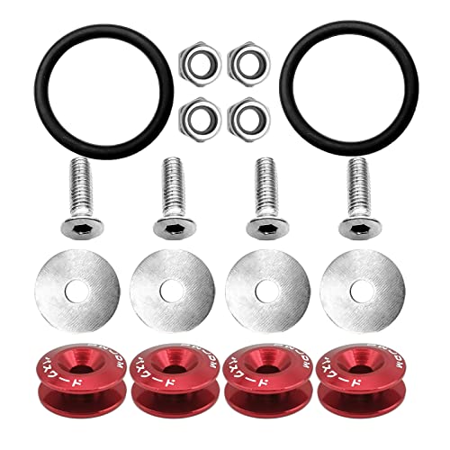 Universal Billet Bumper Trunk Quick Release Fastener Kit, Quick Release Trunk Front Rear Bumper Fasteners Fenders Holders Car Bumper Clips Kit (Red)