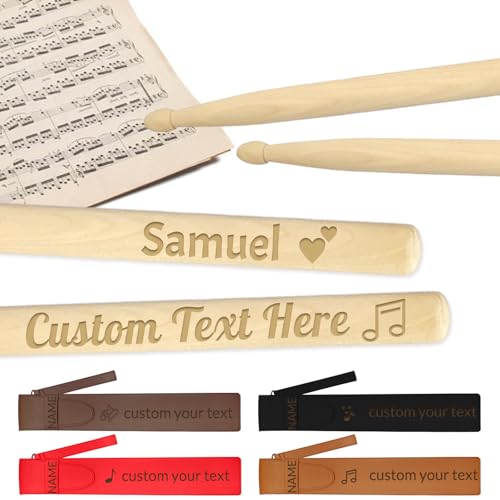 Personalized Drumsticks Custom Wood Drum Sticks 5A Laser Engraved Name Text Logo Gifts for Musicians Drummers