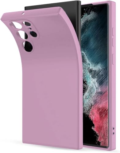 Image of DIZORO Microfiber Candy Case Compatible for Samsung Galaxy S22 Ultra Shockproof Slim Back Cover Liquid Silicone Bumper Camera Protective Phone Cover (Lilac)