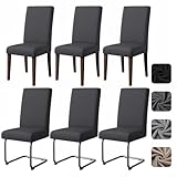 Pacok Dining Room Chair Covers Set of 6,Stretch Dining Chair Slipcovers Elastic Removable Washable Seat Covers for Hotel Kitchen Banquet Ceremony(DarkGrey)