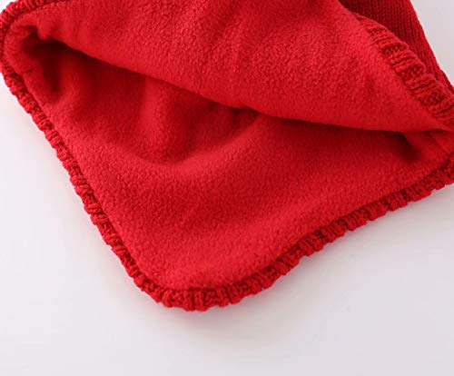 Home Prefer Boys Girls Winter Hats With Earflaps Beanie Hat Warm Knitted Kids Hat Red M #TOP6