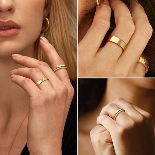 Gold Rings for Women Non Tarnish Dainty 14K Gold Plated Stackable Rings for Women Cubic Zirconia Ring Set Wedding Bands Thumb Love Engagement Rings Size 5-114