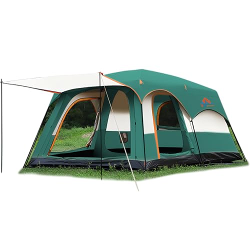 TGpao 5-10-12 Person Camping Tent 3 Room Waterproof Tent with Screened Porch Suitable for Outdoor Camping & Family Vacation, (Dark Green,8-12 People)