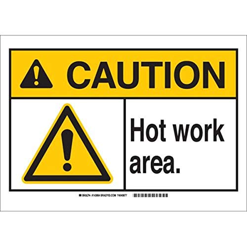 Panneau plastique Caution Hot Work Area Brady 143859 jaune et noir 17.8x25.4 cm
