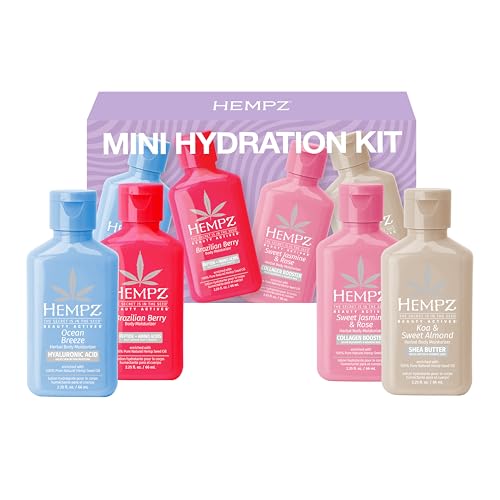 Hempz Mini Moisturizer Set, Hydrating Lotion Kit, Beauty Actives 4 pack, 2.25 oz