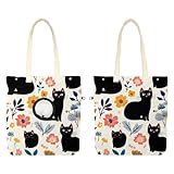 CHENZZZZ Cute Black Cats and Flowers (69) Pet Canvas Shoulder Carrying Bag, Cat Carrier, Portable Kitten & Puppy Tote, Comfort Carriers for Small Pets