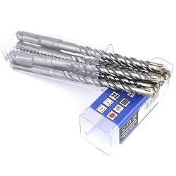 SOMADA SDS Plus Drill Bit Set, 6 Pcs, 3/8 in x 6 in, Carbide Tip | 4-cutter carbide tip bits drill fast, clean holes in concrete, brick, stone, and masonry.