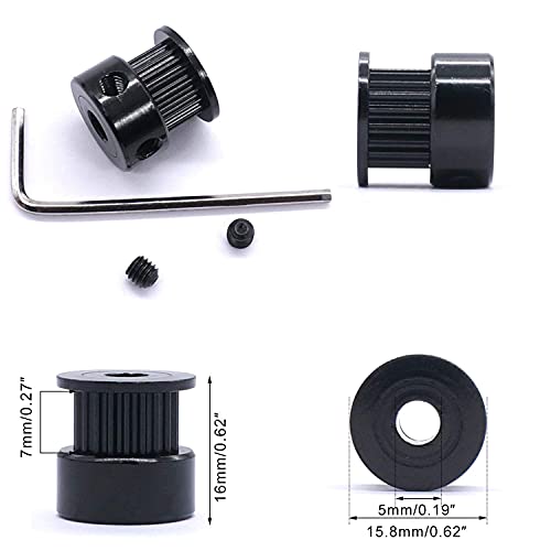 Polea GT2 20T de aluminio para impresoras 3D con eje de 5mm 7