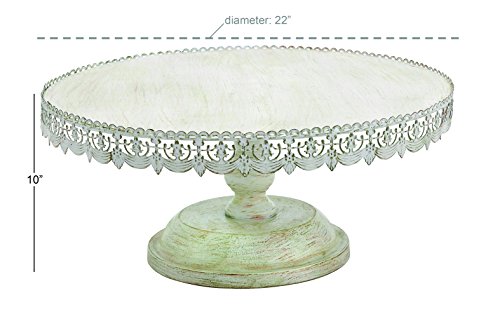 Deco 79 Metal Cake Stand With Lace Inspired Edge, 22" X 22" X 10", White #TOP6