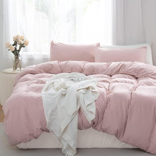 TOCOMOA Pink Duvet Cover 100% Microfiber Bedding Set, Full by TOCOMOA - Used condition - CA$26.94