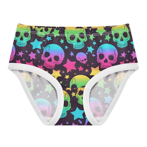 Wusikd Skull Rainbow Girls' Underwear Cotton Colored Girls Briefs Soft Toddler Underwear 2T