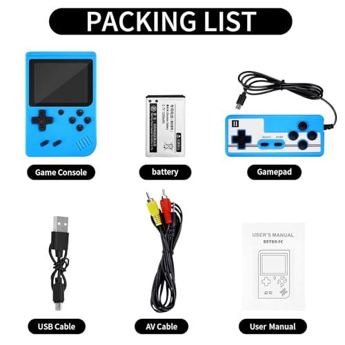 Handheld Game Console, Portable Retro Game Console with Classic Games, 3.0-Inch, 1020mAh Rechargeable Battery, Video Games Console Support AV Output, 2-Player, Ideal as Present (Blue) - Image 7
