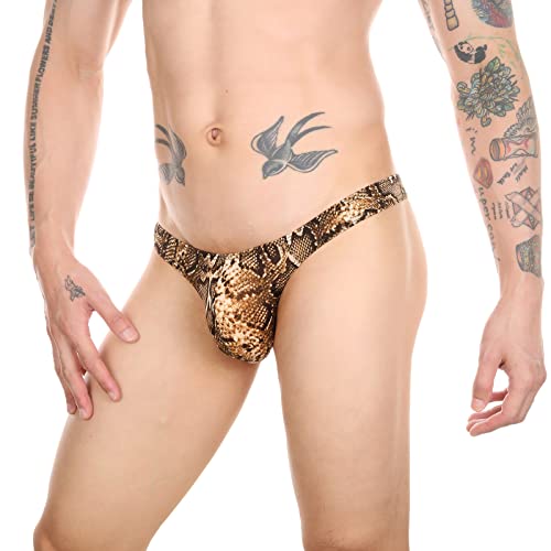 Men's Stretchy Underwear Snakeskin Print Leopard Print Panties Bulge Enhancing Pouch4