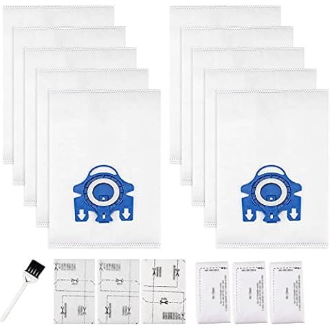 Covienapp 10 Pack Vacuum Cleaner Bags for Miele Hoover Bags Compatible with Classic C1 C2 S2000 S5000 S8000 C3 S400 S600 S800 Series,Replace Part #9917730,10 Bags+6 Filters+1 Brush Cover