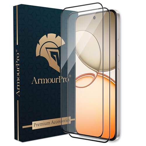 Image of ArmourPro Tempered Glass for Realme Narzo 90-9H Anti Scratch Screen Protector, Edge to Edge Coverage, HD Clarity, Smooth Touch, Case Friendly | Black, Pack of 2
