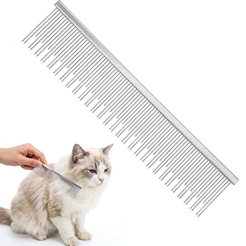 Peigne en métal pour chiens et chats, outil de toilettage démêlant en acier inoxydable de 15,2 cm pour animaux de compagnie à poils longs et courts, peigne...