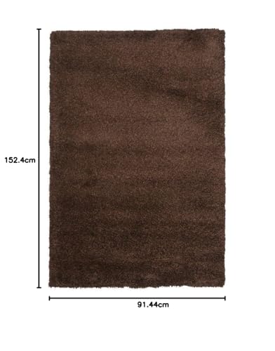 Image of Imra Carpet for Bedroom Handwoven Fluffy Shag Collection with 2 inch Thickness 3 X 5 Feet (90X150 cm) Color Brown