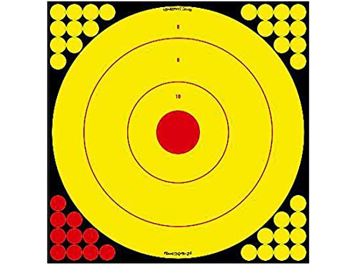 Birchwood Casey Shoot-N-C Long Range Bullseye Always Flat Adhesive Back Shooting Training Reactive 17.75" Targets with Pasters for All Calibers | Pack of 5