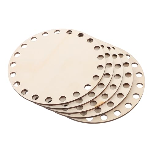 Housoutil 5Pcs Wooden Crochet Bag Bottoms Durable Round Bases for Crafting and Knitting Projects for Go Weaving and