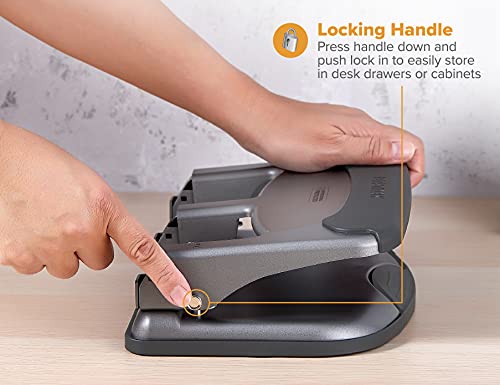 Bostitch Office Ez Squeeze 40 Sheet 3-Hole Punch, Antimicrobial Coating, Heavy Duty (Hp40Am), Silver #TOP2