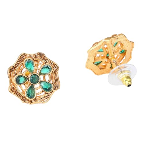 Image of Estele Elegant Flower CZ Stud Earrings with Matte Finish for Women