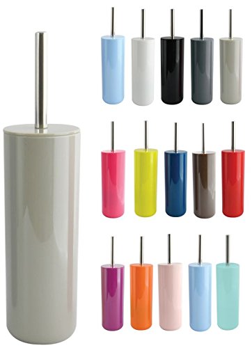 MSV Brosse WC Porte-Balai Toilette Pot à Balai „Inagua“ Ensemble WC à Poser en Polystyrène Balayette avec Manche en Acier Inoxydable Taupe