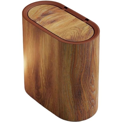 Poubelle à grain de bois double couche avec couvercle hermétique anti-odeurs de 11,4 pouces