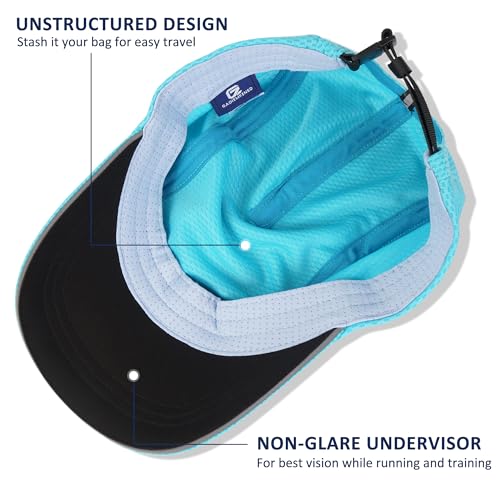 GADIEMKENSD Women's Lightweight Running Hat Breathable Summer Cap Womens Quick Dry Sports Hat with Reflective Brim Ponytail Hats for Golf Hiking Tennis Workout Gym Sky Blue