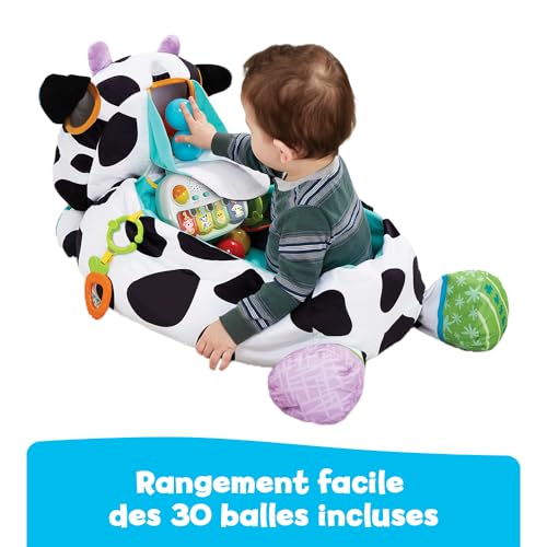 Maxi Peluche Piscine à Balles Musicale Piscine à Balles Bébé 3 en 1 Peluche Géante Vache Sensorielle et Évolutive Piano Lumineux Hochets Cadeau Bébé Dès Contenu en Français - vue 8
